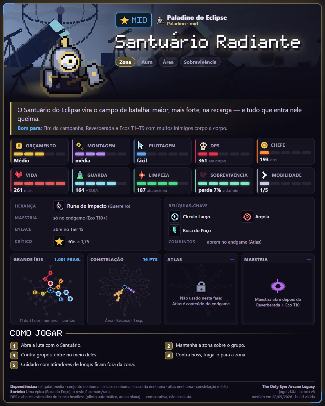 Card da build Santuário Radiante, de Paladino do Eclipse
