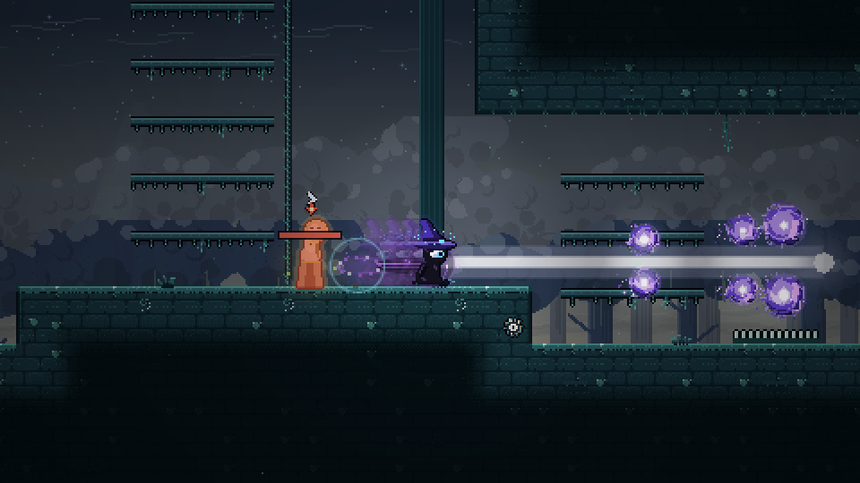The Void Mage cuts through a swarm with a beam inside an Echo of the Gaze, in the Drowned Amphitheater
