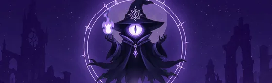 Ekran tytułowy The Only Eye: zakapturzona postać z jednym okiem pod magicznym kręgiem