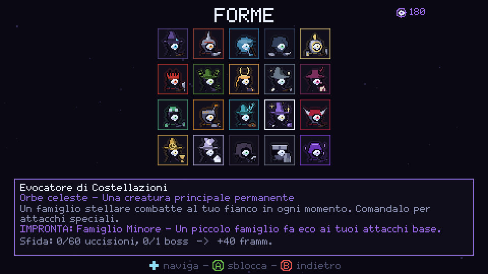 La Galleria delle Forme, con i ritratti delle venti Forme e la descrizione dell'Evocatore di Costellazioni