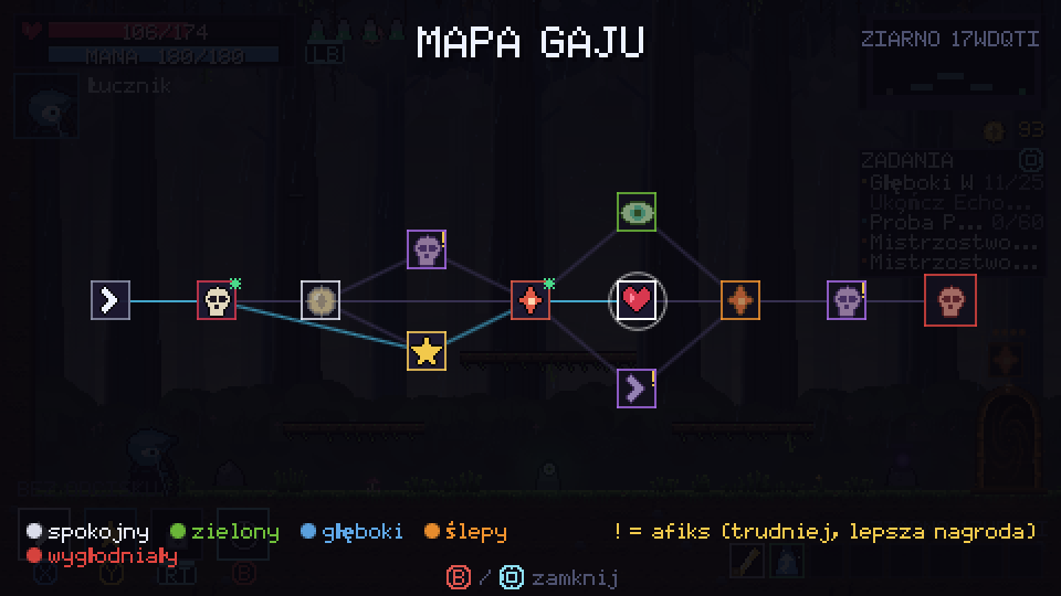 Mapa Gaju w trakcie podejścia, z pokojami i ścieżkami prowadzącymi do bossa