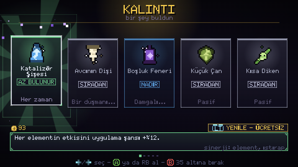 Farklı nadirliklerde beş seçenekli kalıntı seçimi